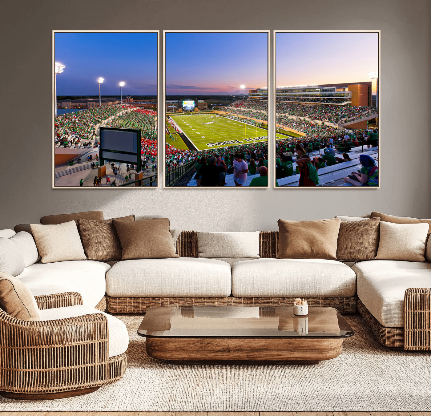 MGV-FC-60X30-3P - University of North Texas Mean Green Football Team Print - Denton DATCU Stadium Canvas Print Wall