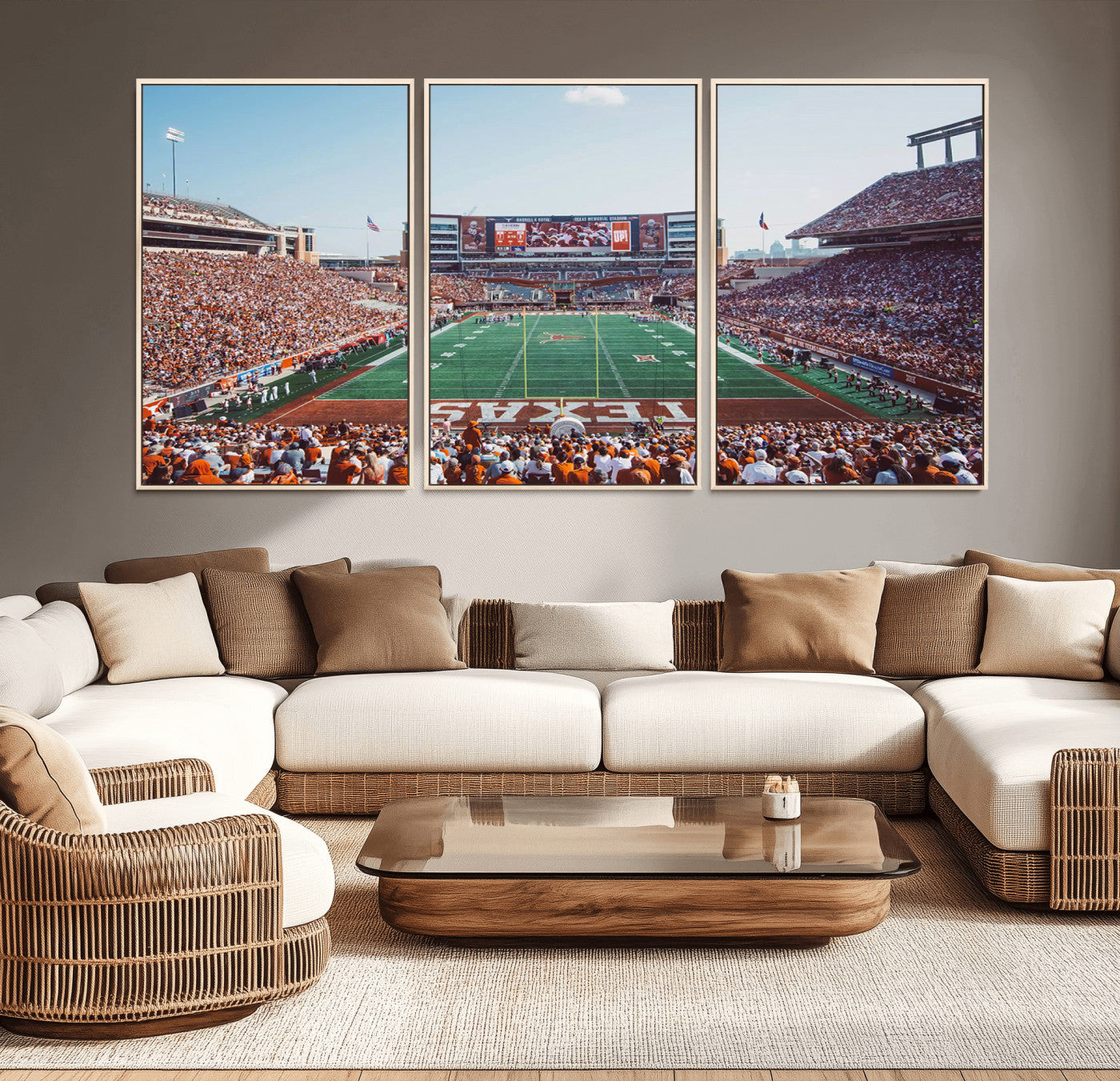 MGV-FC-60X30-3P - Framed Texas Memorial Stadium Canvas, University of Texas Longhorns Football Team Print - Austin