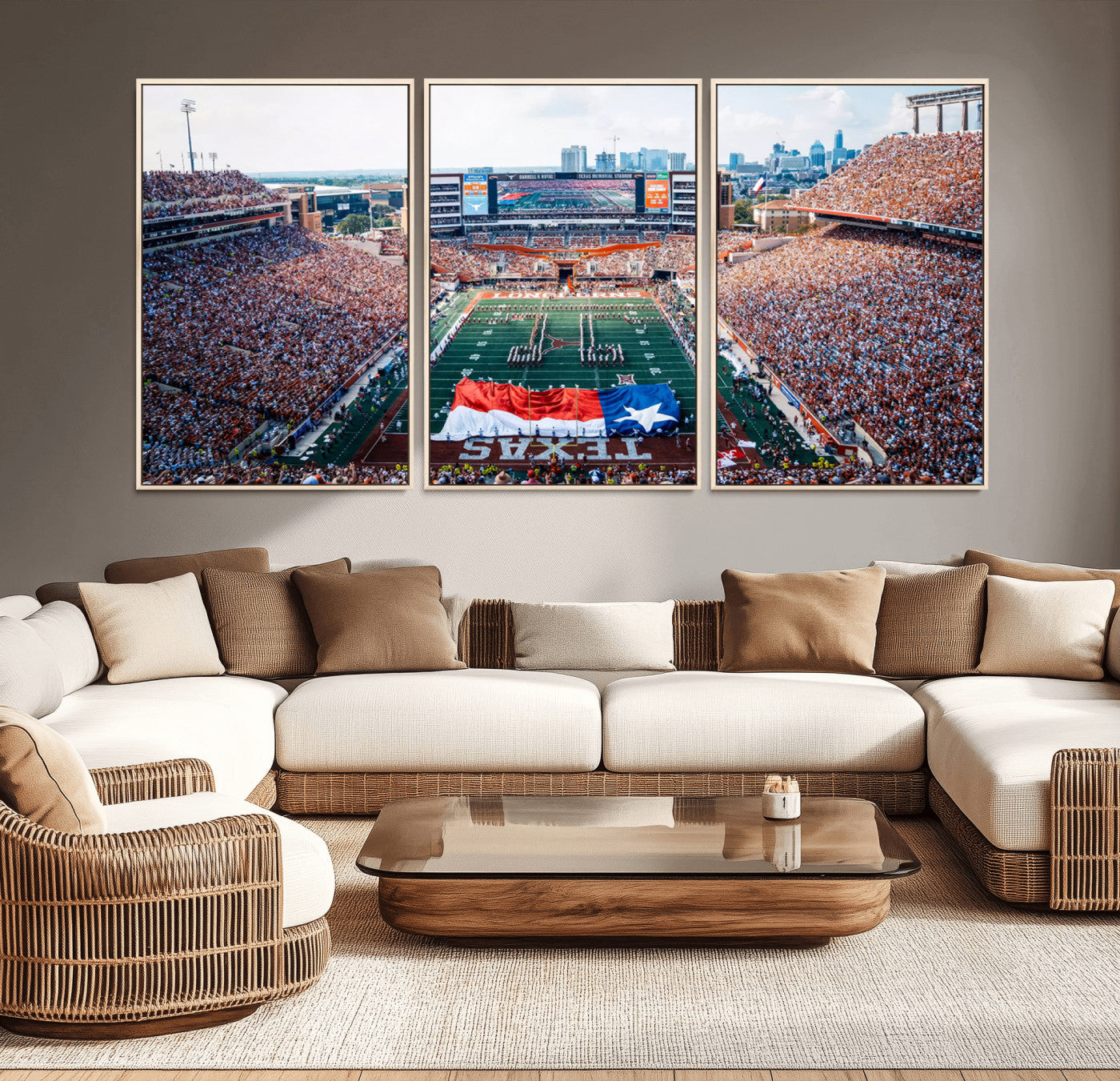 MGV-FC-60X30-3P - University of Texas Longhorns Football Team Canvas Print - Austin Darrell K Royal-Texas Memorial