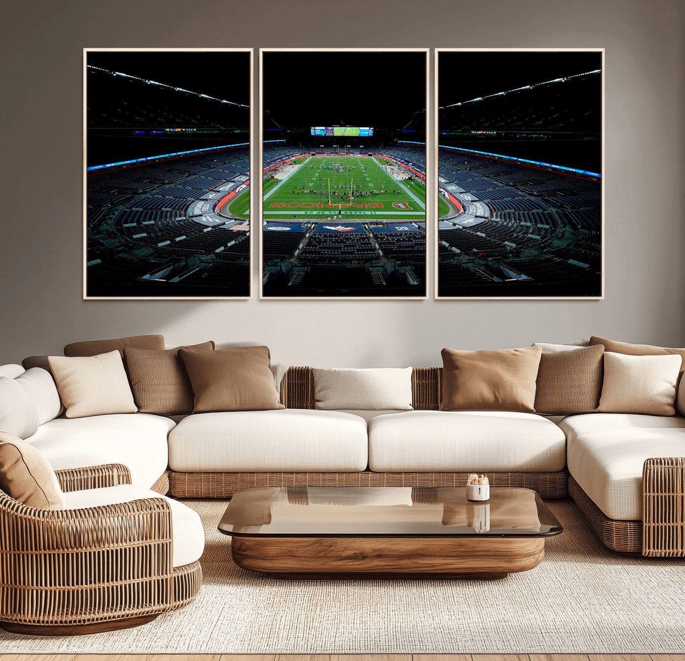 MGV-FC-60X30-3P - Denver Broncos Football Team Print Canvas- Denver Empower Field at Mile High Stadium Wall Art Canvas