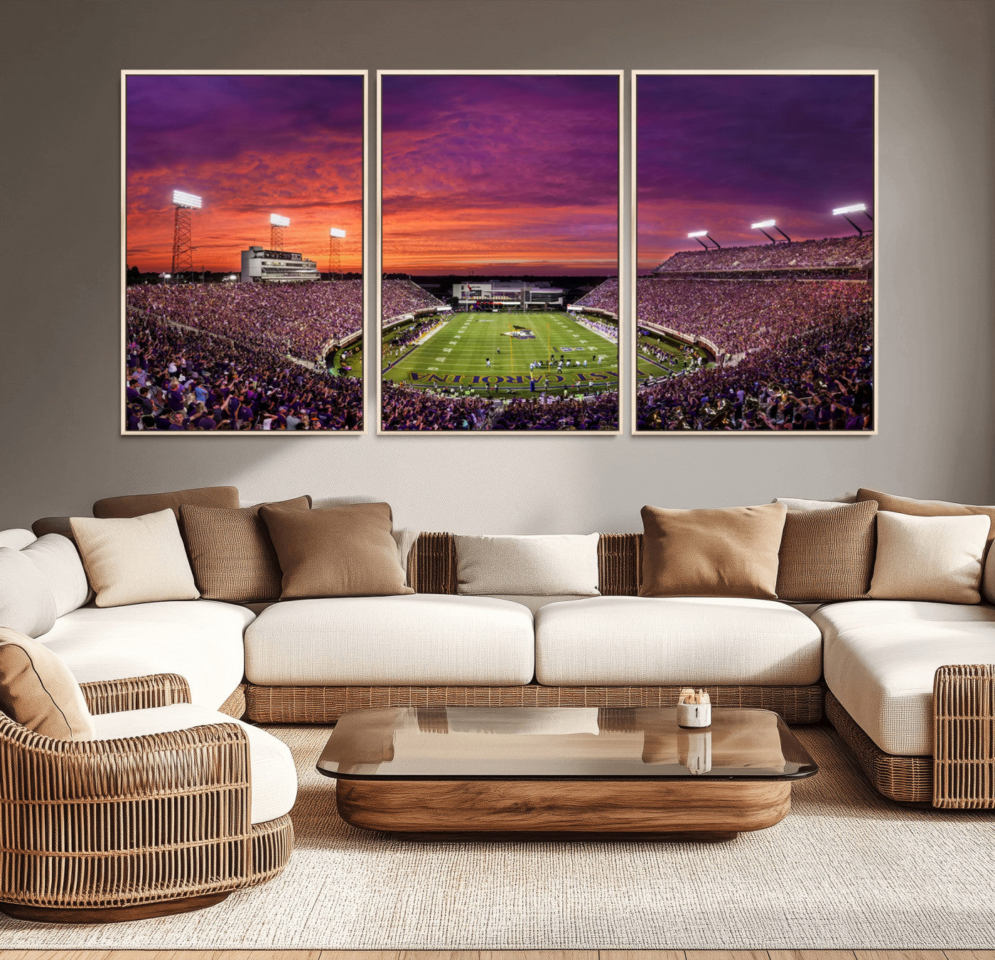 MGV-FC-60X30-3P - East Carolina University Pirates Football Print Canvas- Greenville Dowdy-Ficklen Stadium Wall Art
