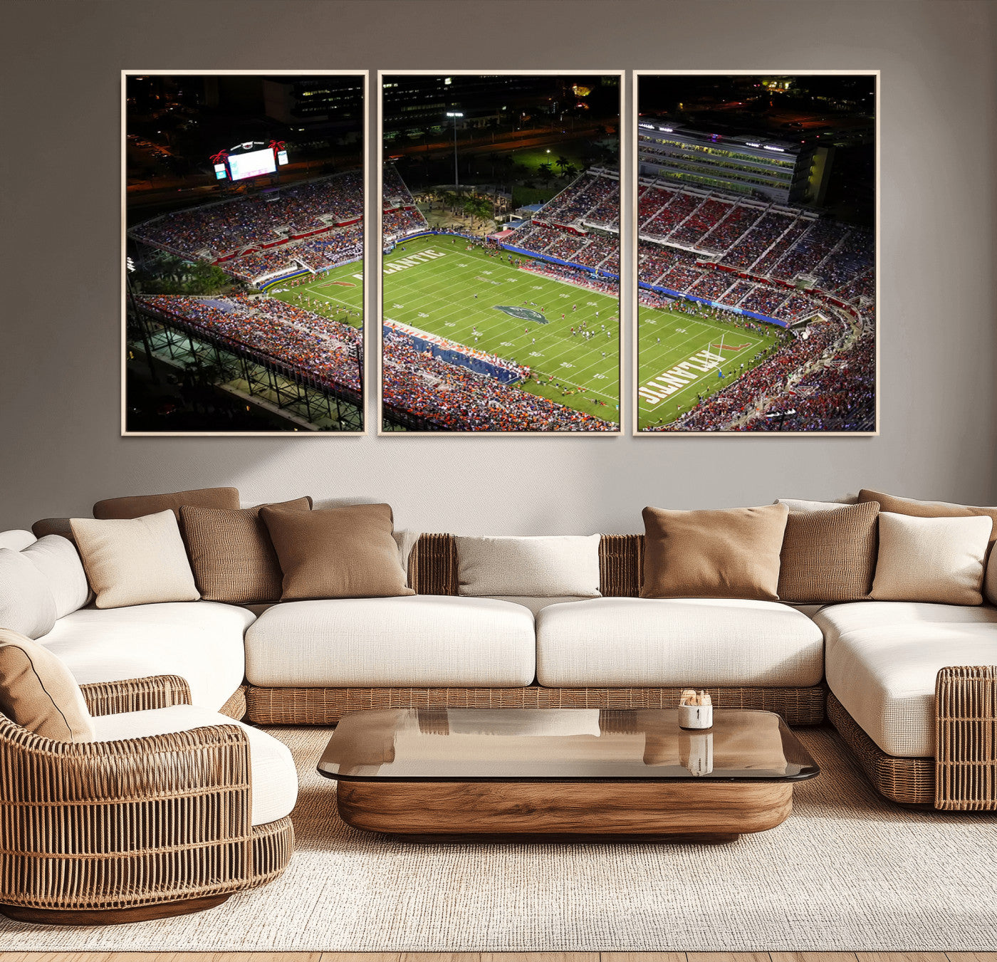 MGV-FC-60X30-3P - Florida Atlantic University Owls Canvas Print, Football Team Print - Boca Raton FAU Stadium Wall Art