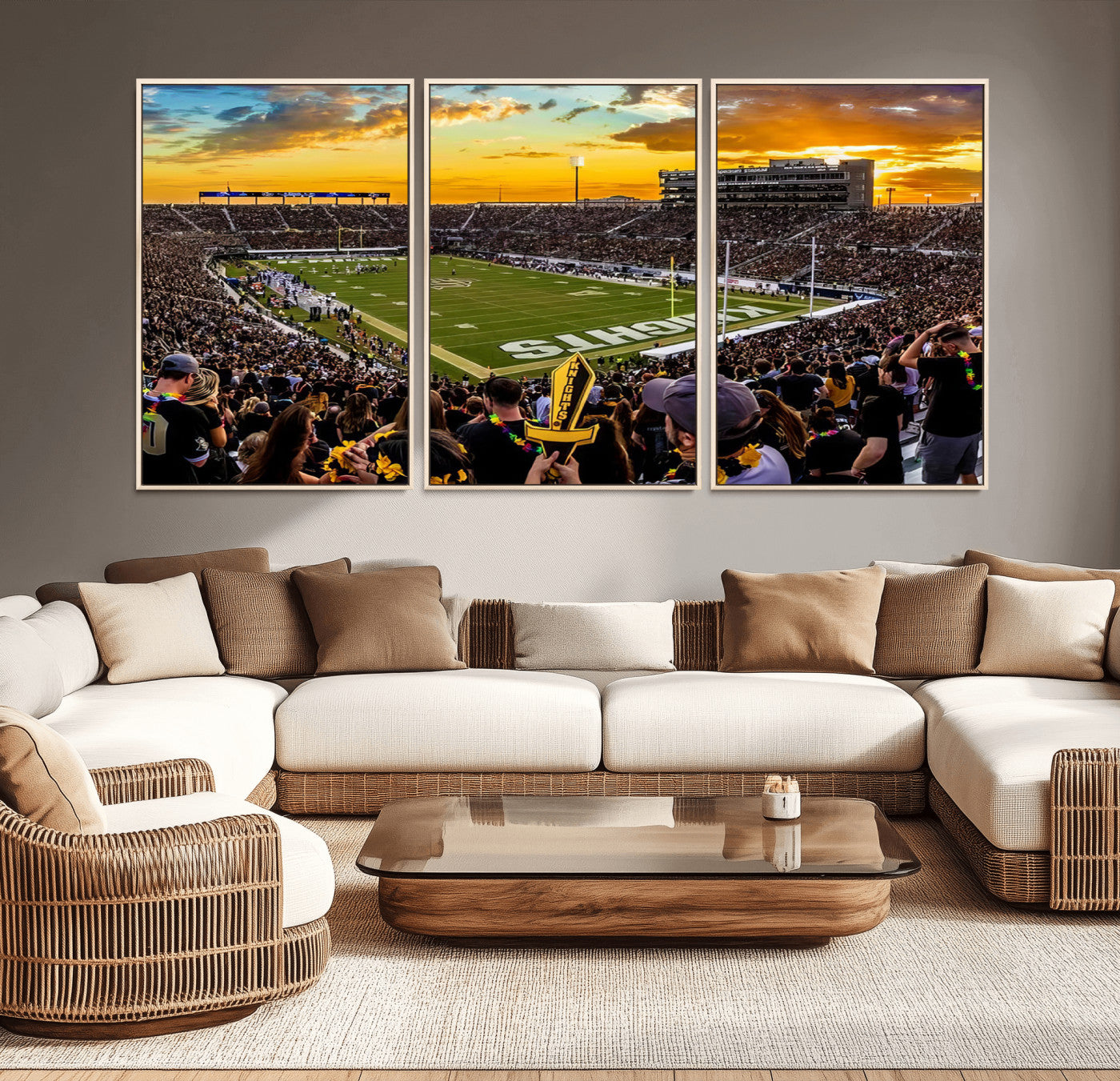 66803-MGV-CV-36X24-UCF Knights Football Team Print - Orlando FBC Mortgage Stadium, UCF Knights Wall Art Canvas Print