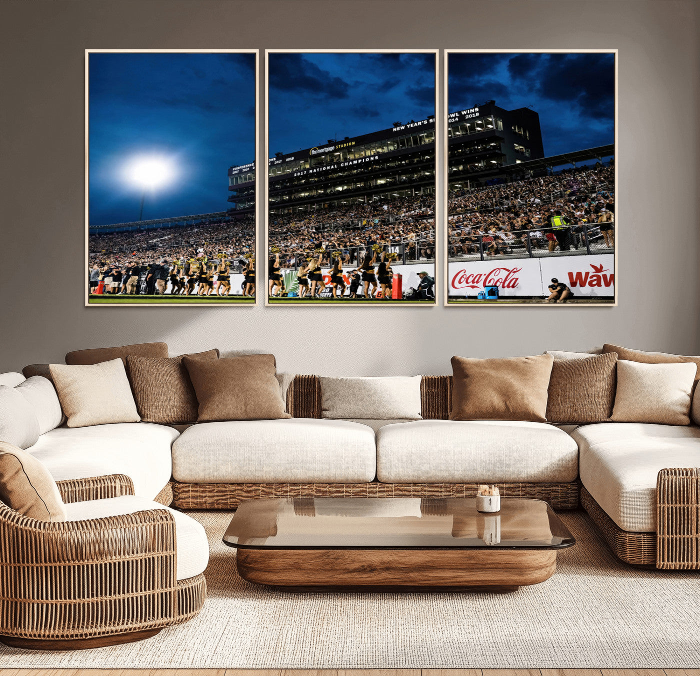 MGV-FC-60X30-3P - UCF Knights Football Team Print - Orlando FBC Mortgage Stadium Wall Art Canvas Print