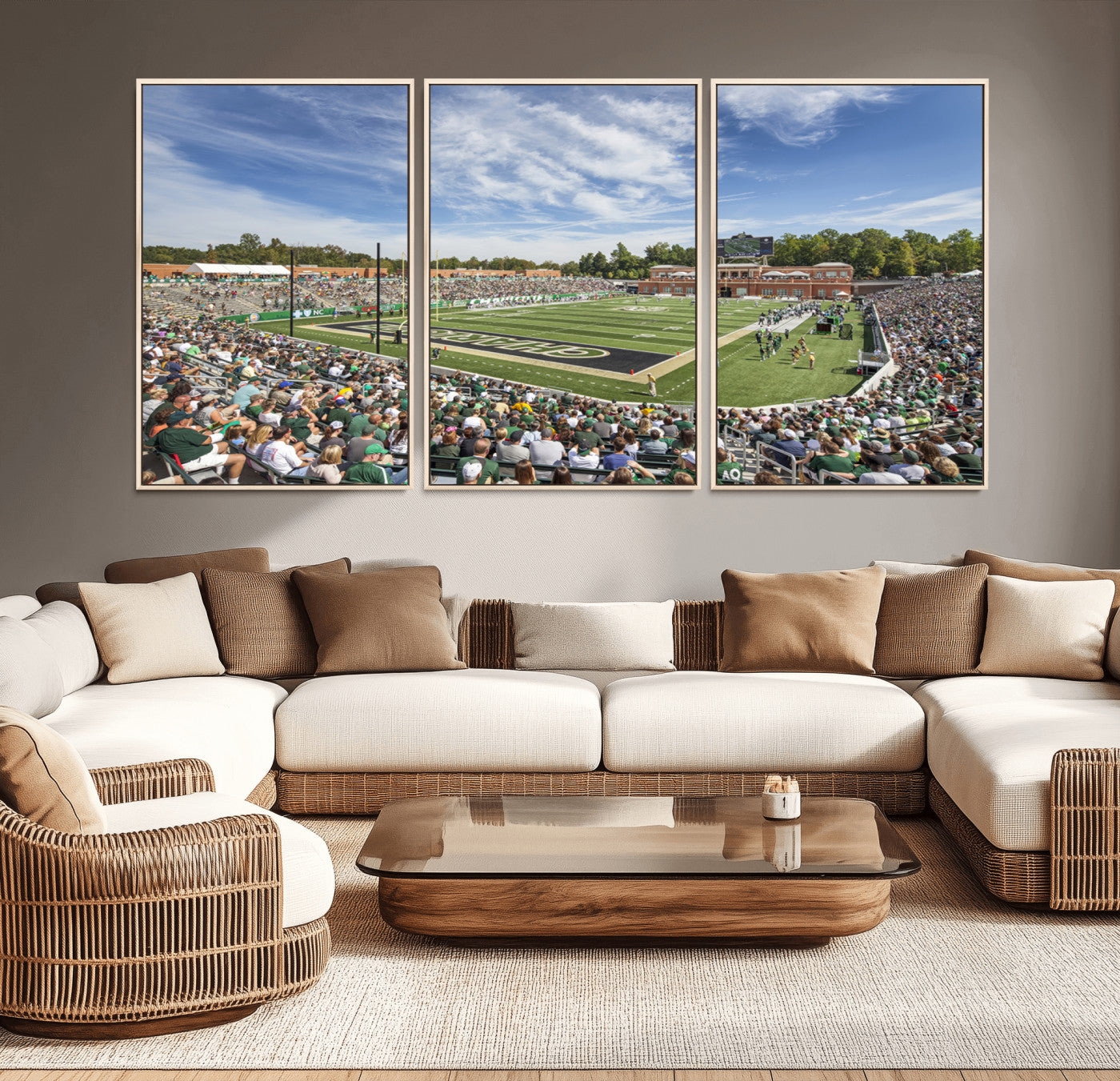MGV-FC-60X30-3P - University of Charlotte 49ers Football Team Print - Charlotte Jerry Richardson Stadium Canvas Print