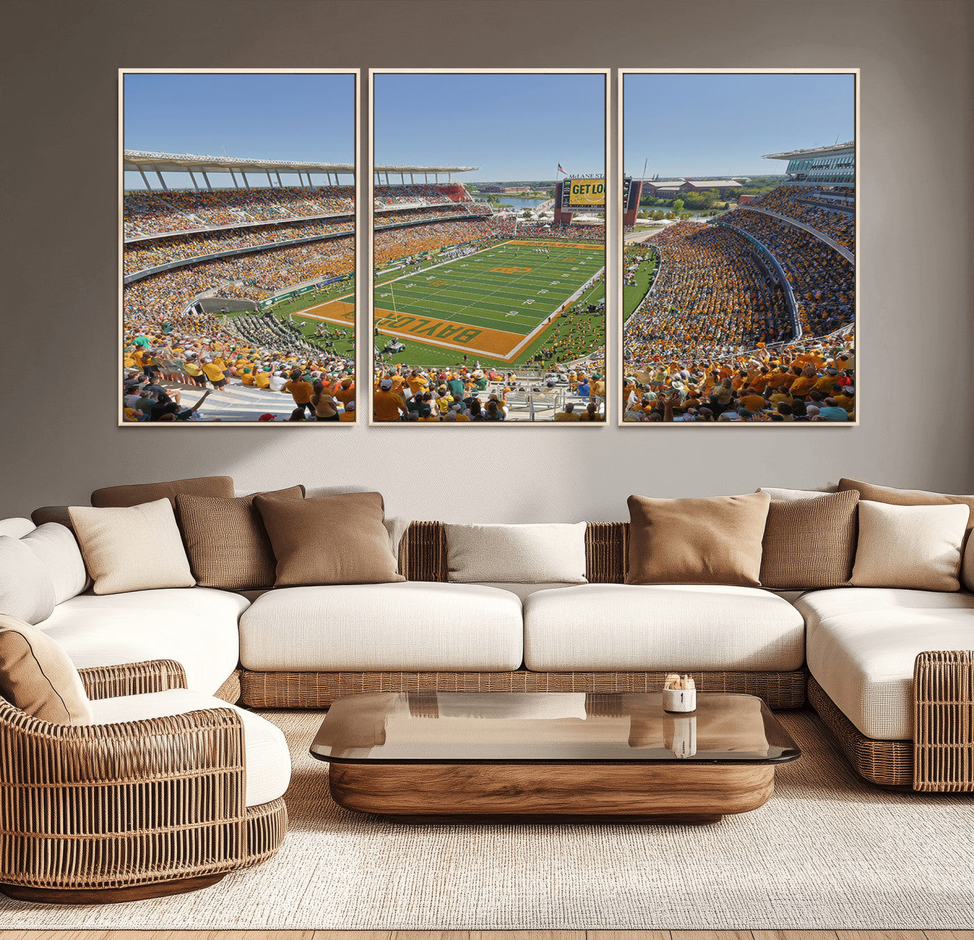 MGV-FC-60X30-3P - Baylor University Bears Football Team Print - Waco McLane Stadium Wall Art Canvas Print