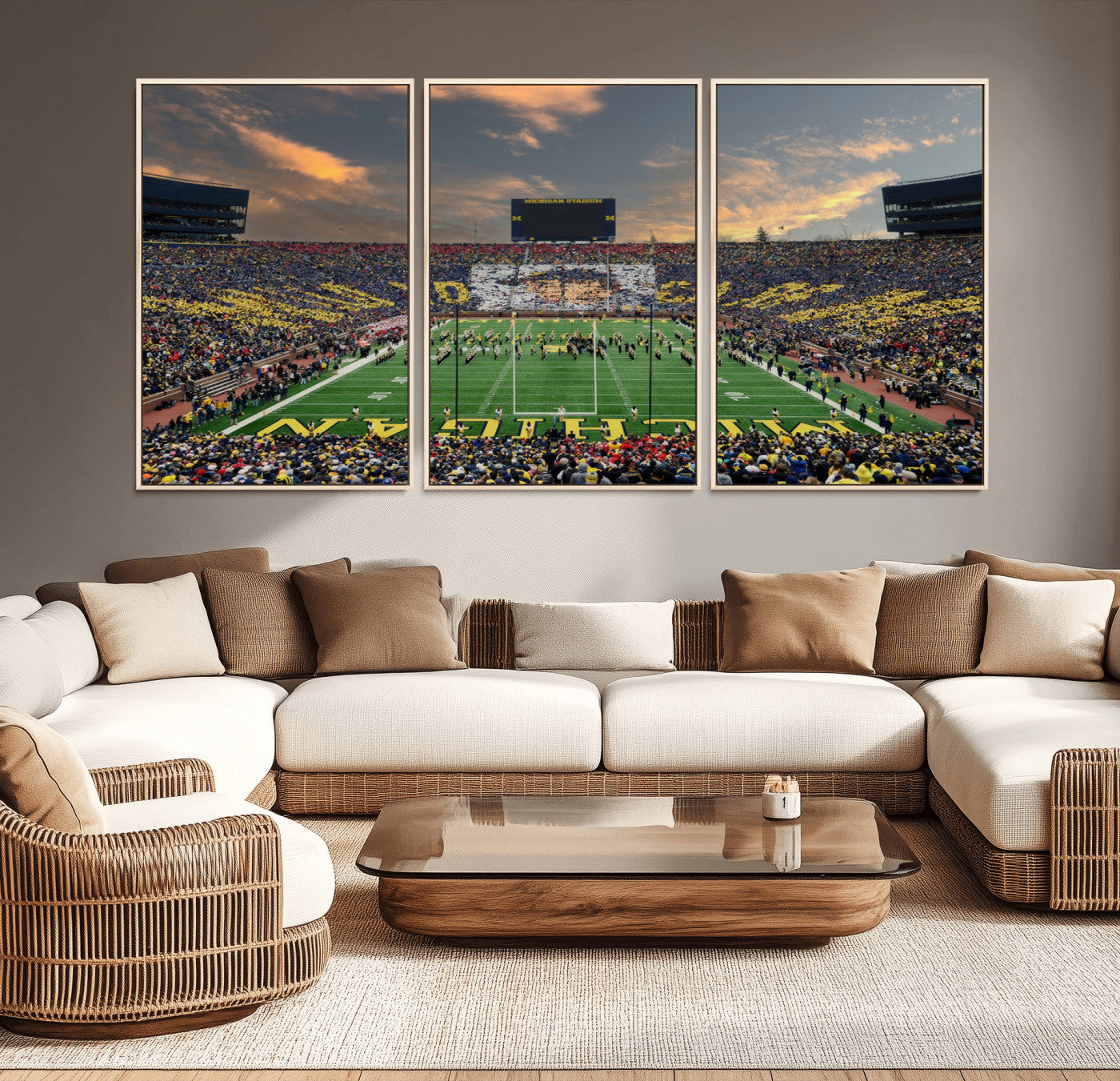MGV-FC-60X30-3P - University of Michigan Wolverines Print Canvas, Football Team Print - Ann Arbor Michigan Stadium