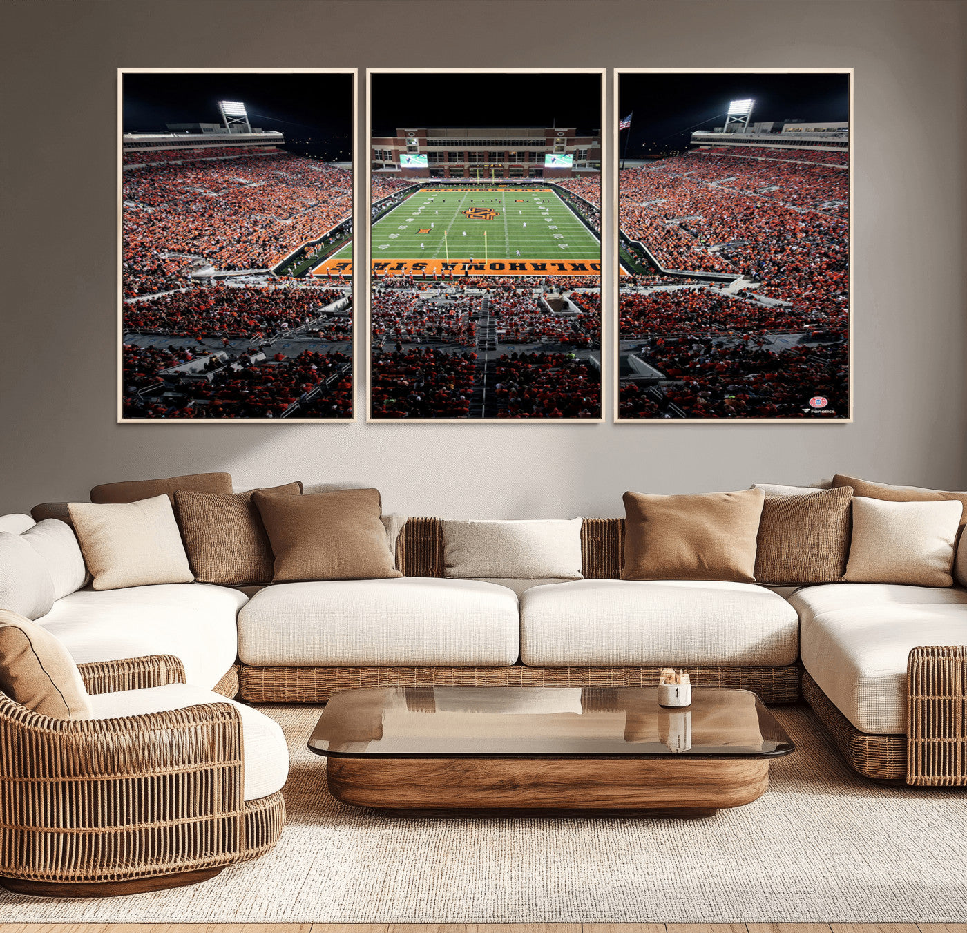 81675-MGV-CV-36X24-Boone Pickens Stadium Wall Art Oklahoma State Cowboys Print Framed Sports Canvas Art for Home, Office, Living Room