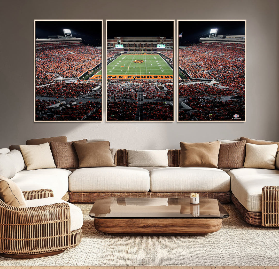 Oklahoma State Cowboys Canvas Print, Football Team Print - Stillwater Boone Pickens Stadium Wall Art Canvas Print