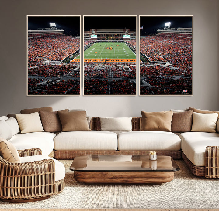 Oklahoma State Cowboys Canvas Print, Football Team Print - Stillwater Boone Pickens Stadium Wall Art Canvas Print