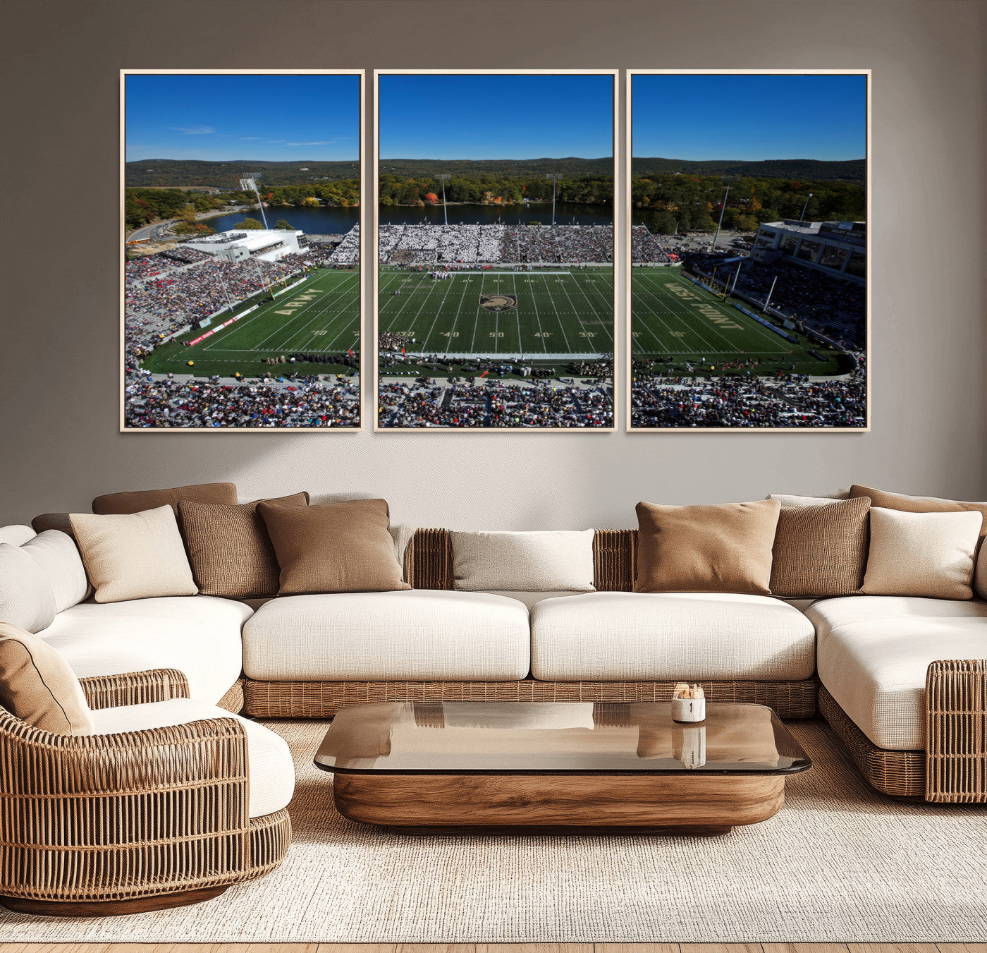 52056-MGV-CV-36X24-Army Black Knights Football Team Print - West Point Michie Stadium Wall Art Canvas Print