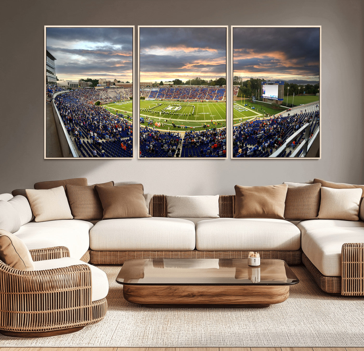 60433-MGV-CV-36X24-Duke University Blue Devils Football Team Print - Durham Wallace Wade Stadium Wall Art Canvas Print