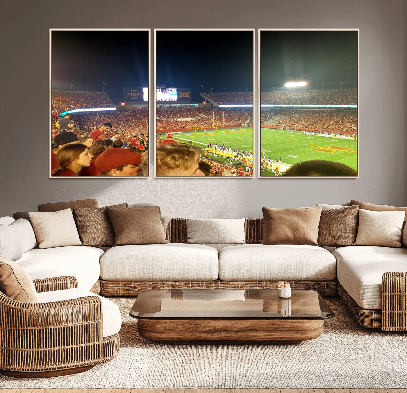 94319-MGV-CV-36X24-Iowa State University Cyclones Art Print, Football Team Print - Jack Trice Stadium Ames Wall Art
