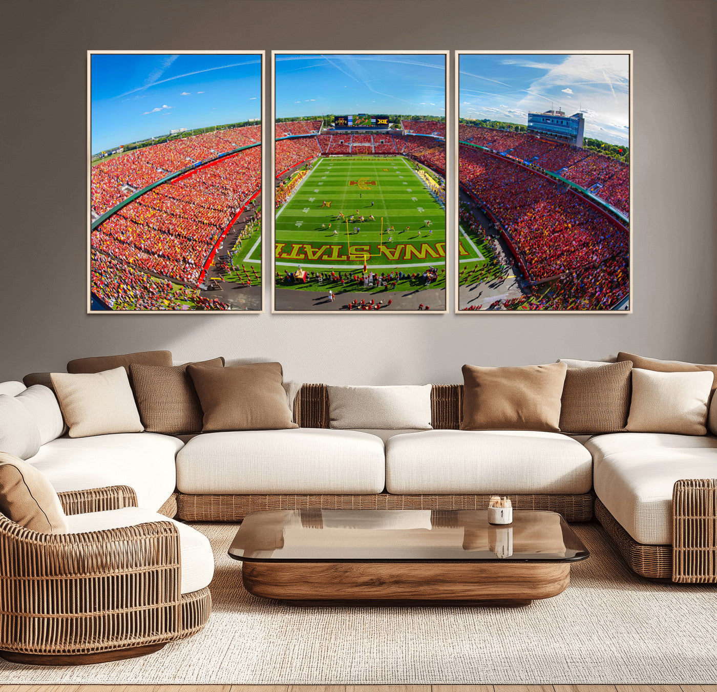 36706-MGV-CV-36X24-Iowa State University Cyclones Football Team Print - Ames Jack Trice Stadium Art Canvas Print