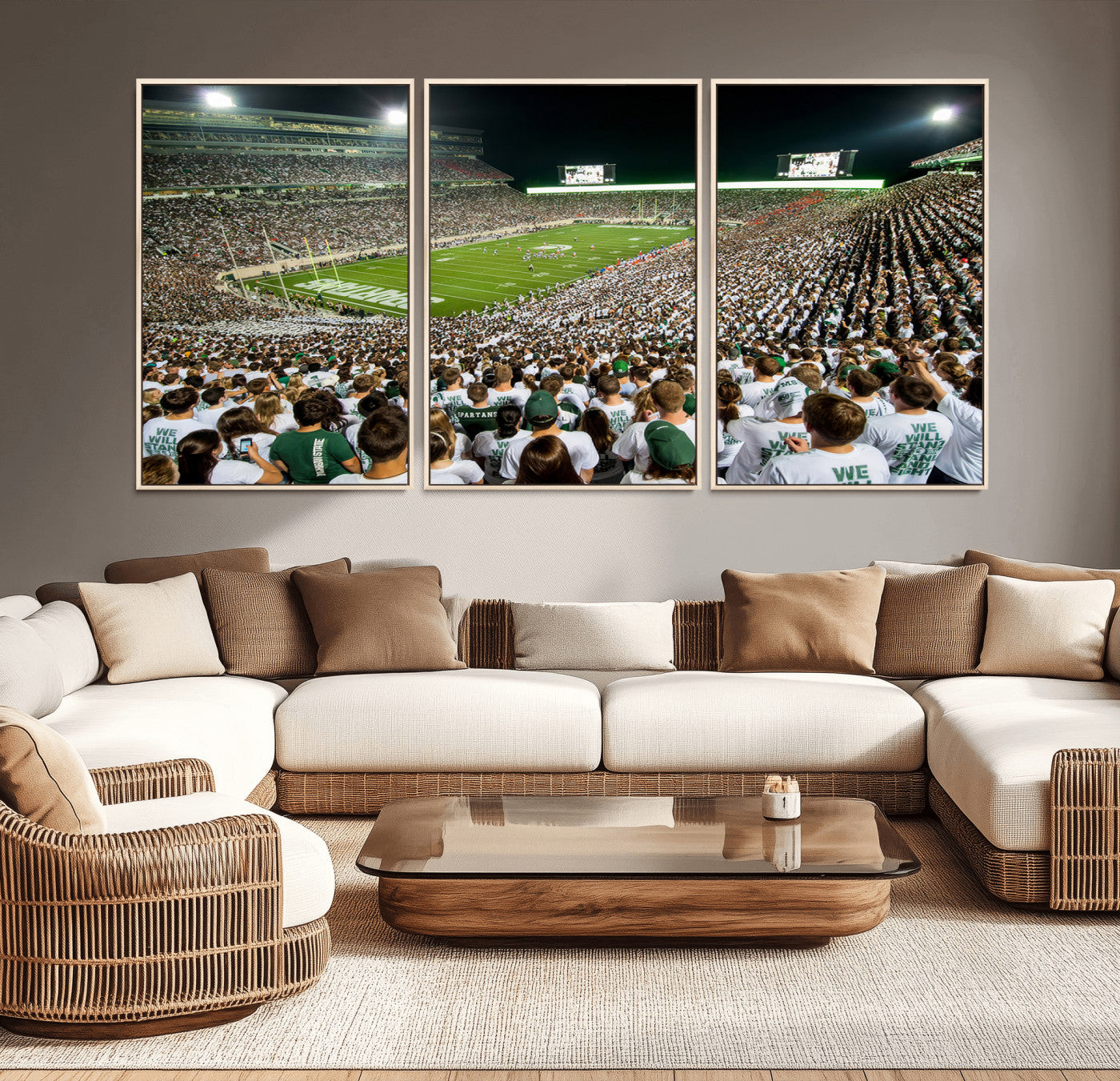 30457-MGV-CV-36X24-Michigan State Spartans Football Canvas Print - East Lansing Spartan Stadium Wall Art Canvas Print