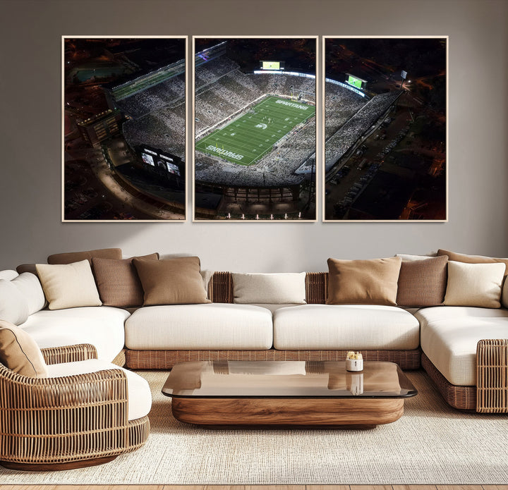 Michigan State Spartans Football Team Print - East Lansing Spartan Stadium Print Wall Art