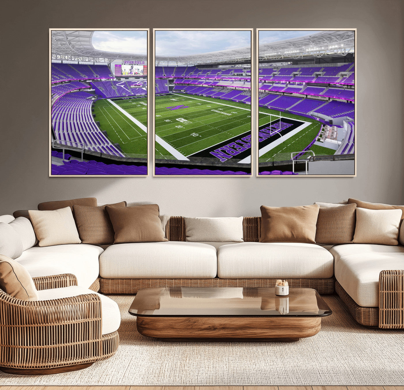 MGV-FC-60X30-3P - Northwestern University Wildcats Football Team Print - Evanston Ryan Field Wall Art Canvas Print