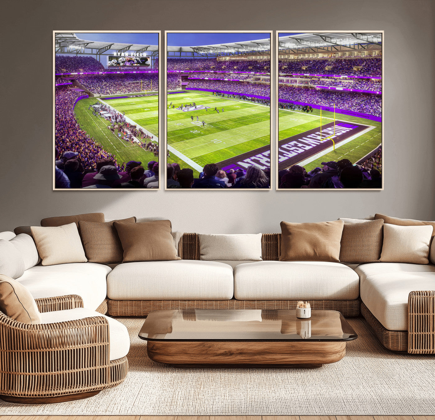 MGV-FC-60X30-3P - Northwestern University Wildcats Football Team Print - Evanston Ryan Field Wall Art Canvas Print