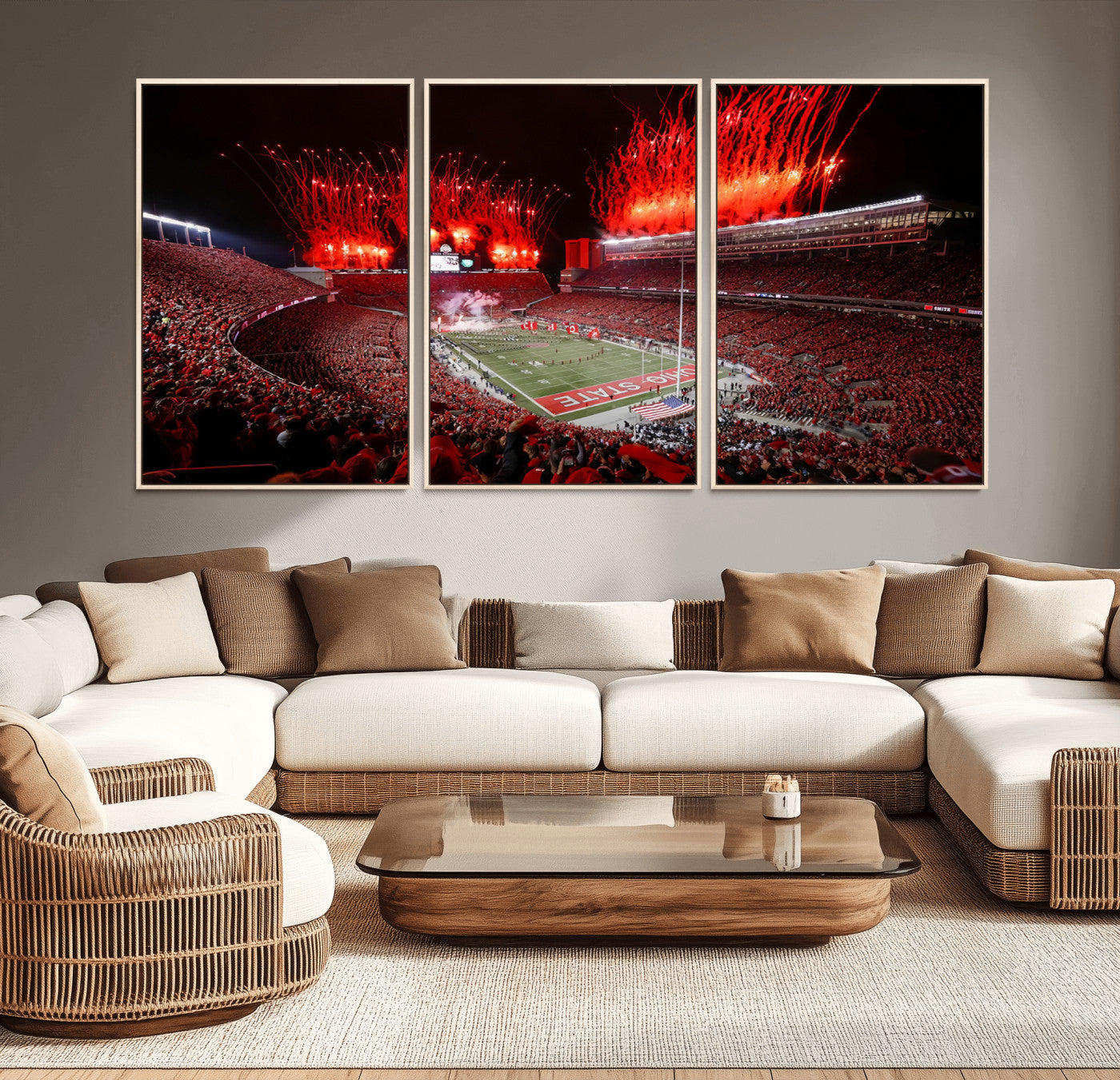 MGV-FC-60X30-3P - Ohio State University Buckeyes Football Team Print - Columbus Ohio Stadium Wall Art Canvas Print