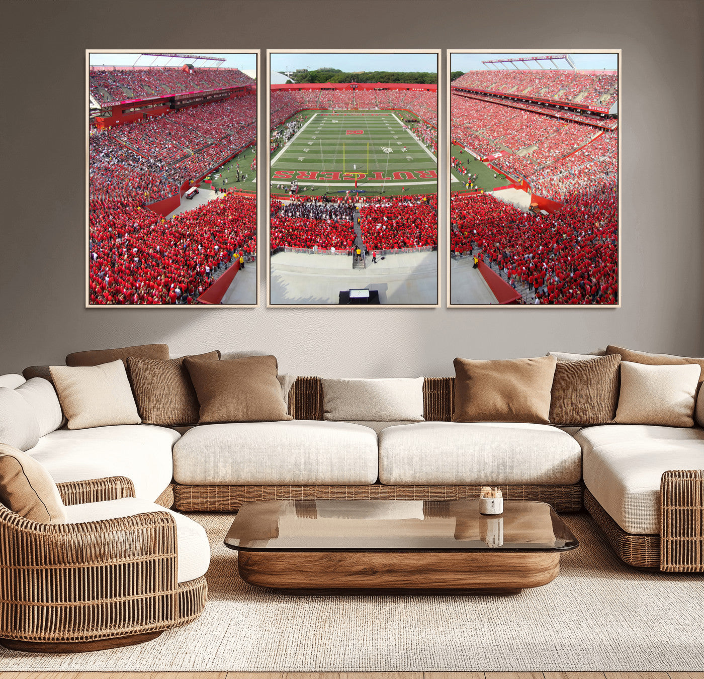 90818-MGV-CV-36X24-Rutgers Scarlet Knights Football Team Print - Piscataway SHI Stadium Wall Art Canvas Print
