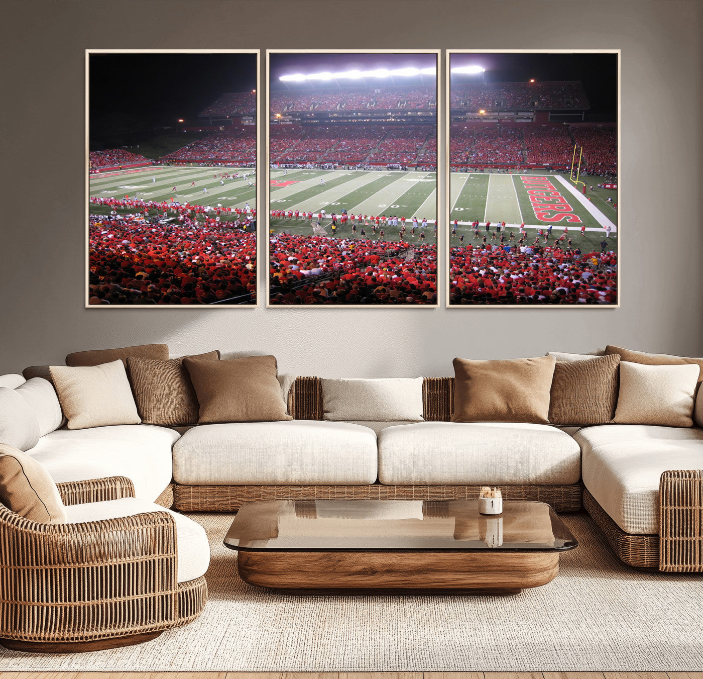MGV-FC-60X30-3P - Rutgers University Scarlet Knights Football Team Print - Piscataway SHI Stadium Wall Art Canvas