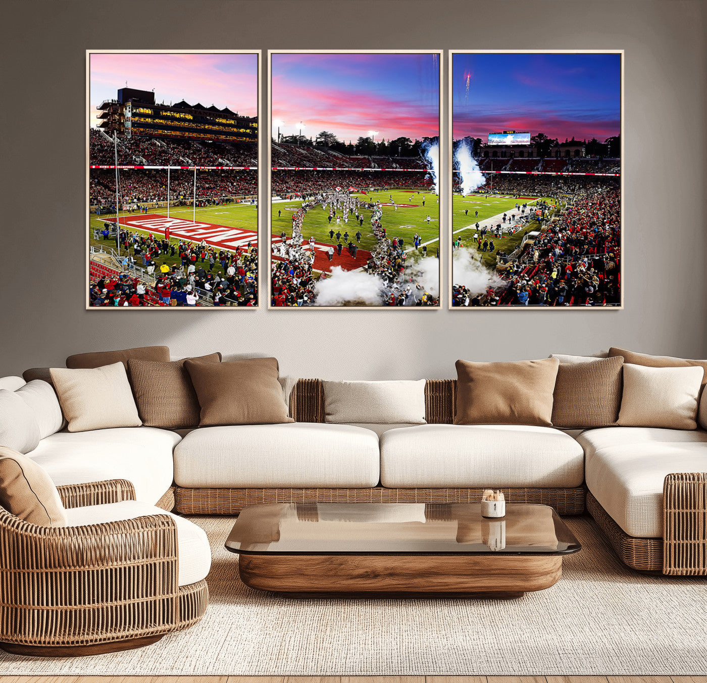25557-MGV-CV-36X24-Stanford University Cardinal Football Team Print - Stanford Stadium Wall Art Canvas Print