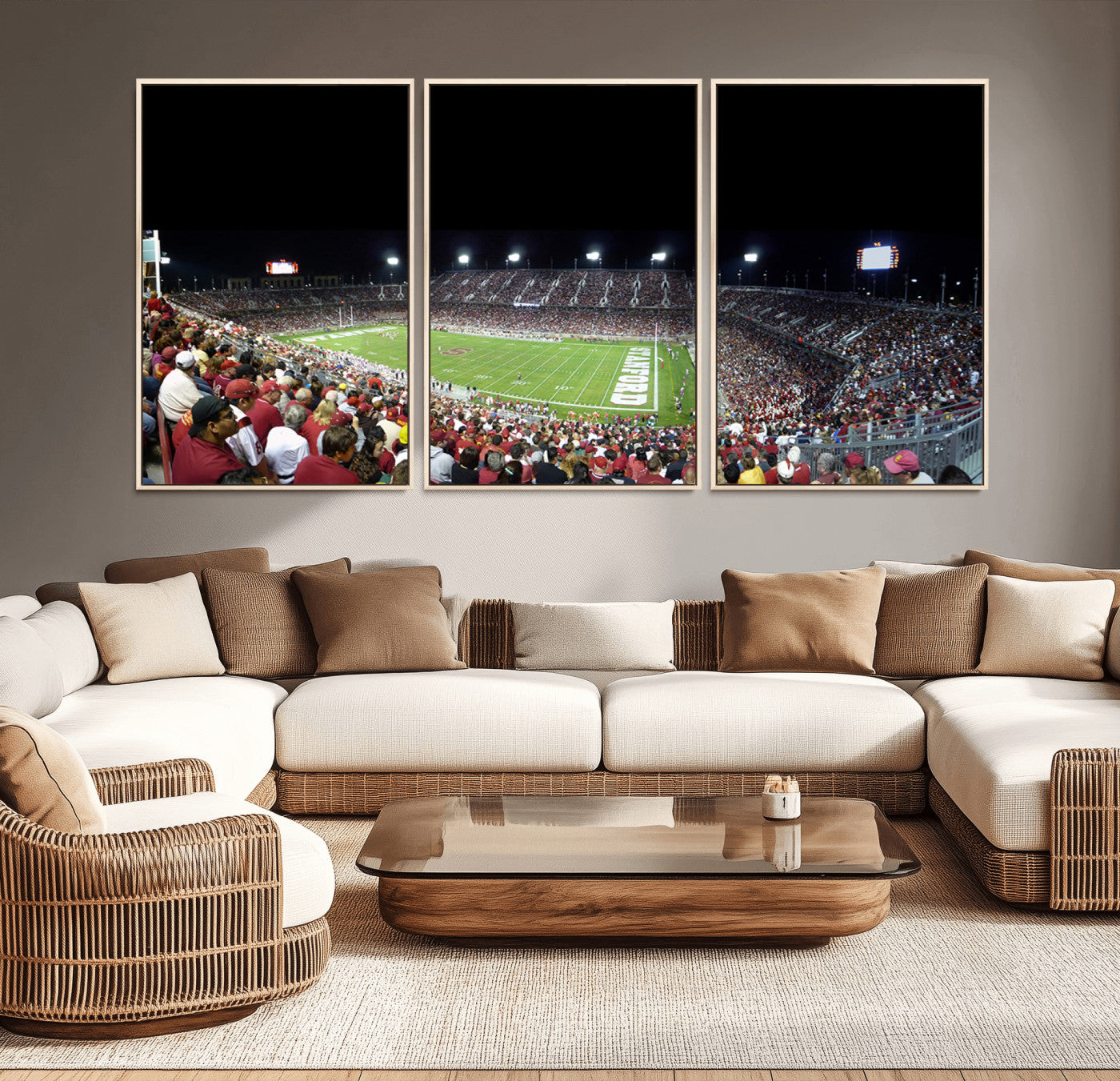 MGV-FC-60X30-3P - Stanford University Cardinal Football Team Print - Stanford Stadium Wall Art Canvas Print