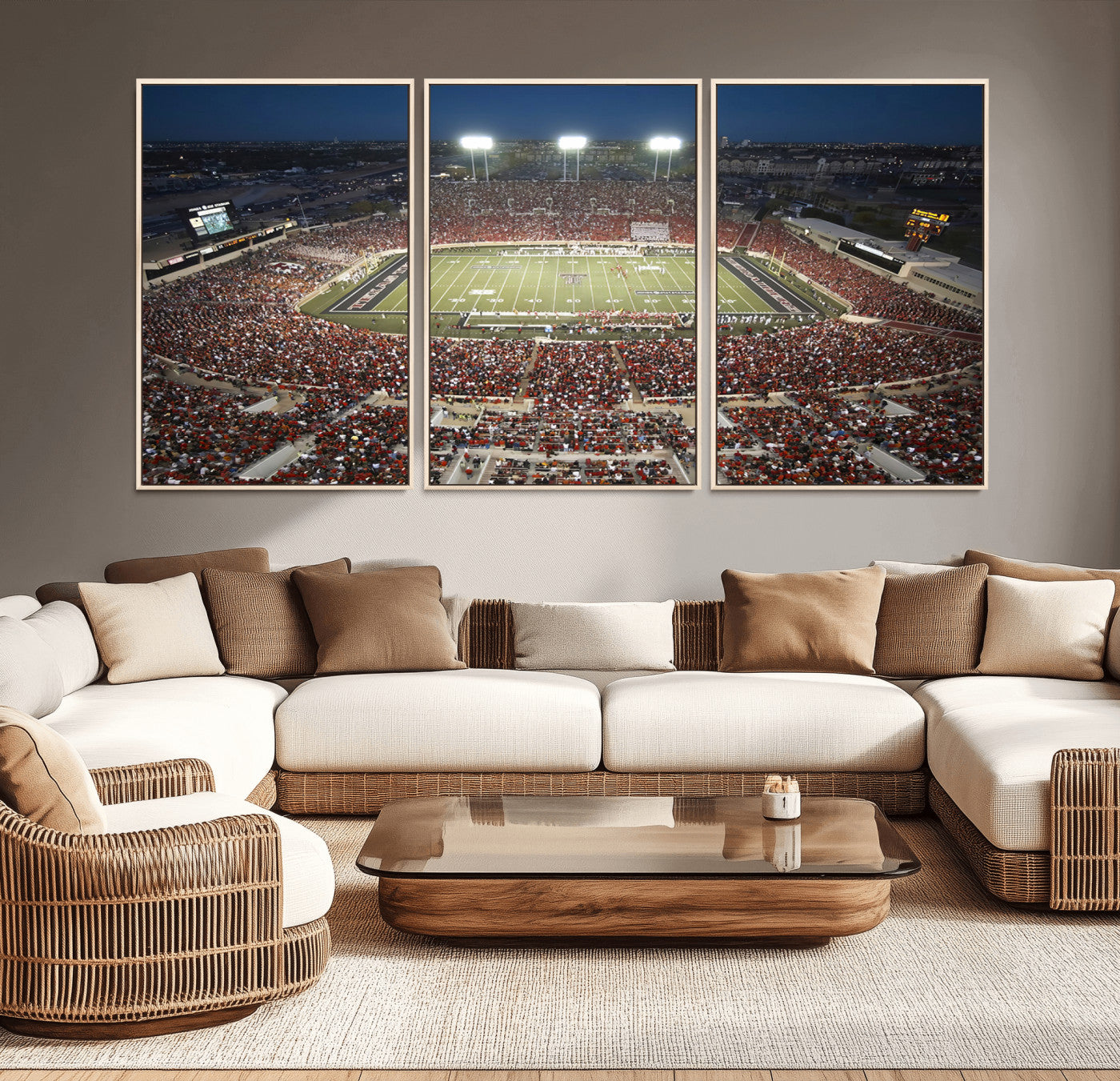 MGV-FC-60X30-3P - Texas Tech Red Raiders Football Team Print - Lubbock Jones AT&T Stadium Wall Art Canvas Print