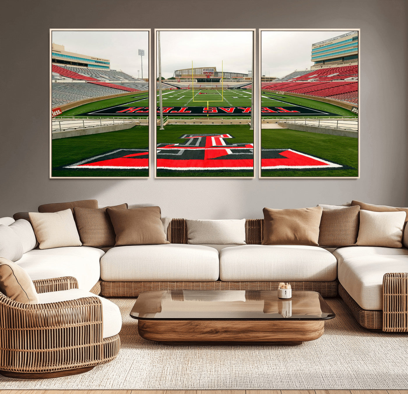 MGV-FC-60X30-3P - Texas Tech Red Raiders Football Team Print - Lubbock Jones AT&T Stadium Wall Art Canvas Print