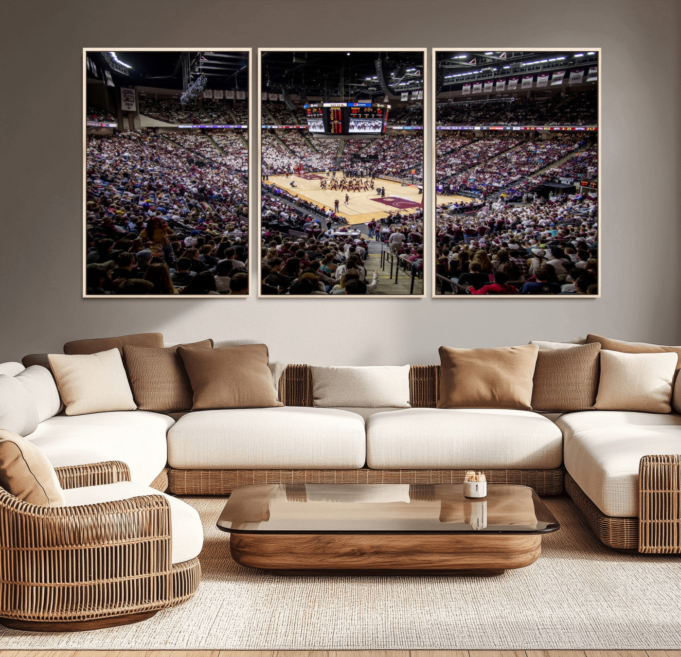 MGV-FC-60X30-3P - University of Nebraska Cornhuskers Basketball Team Print - Lincoln Red Arena Wall Art Canvas Print