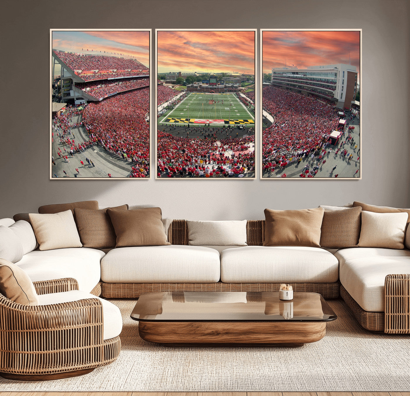 24140-MGV-CV-36X24-University of Maryland Terrapins Football Team Print - College Park SECU Stadium Wall Art Canvas