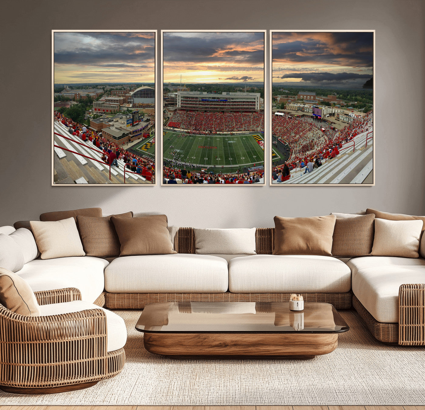 29993-MGV-CV-36X24-University of Maryland Terrapins Football Team Print - College Park SECU Stadium Wall Art Canvas