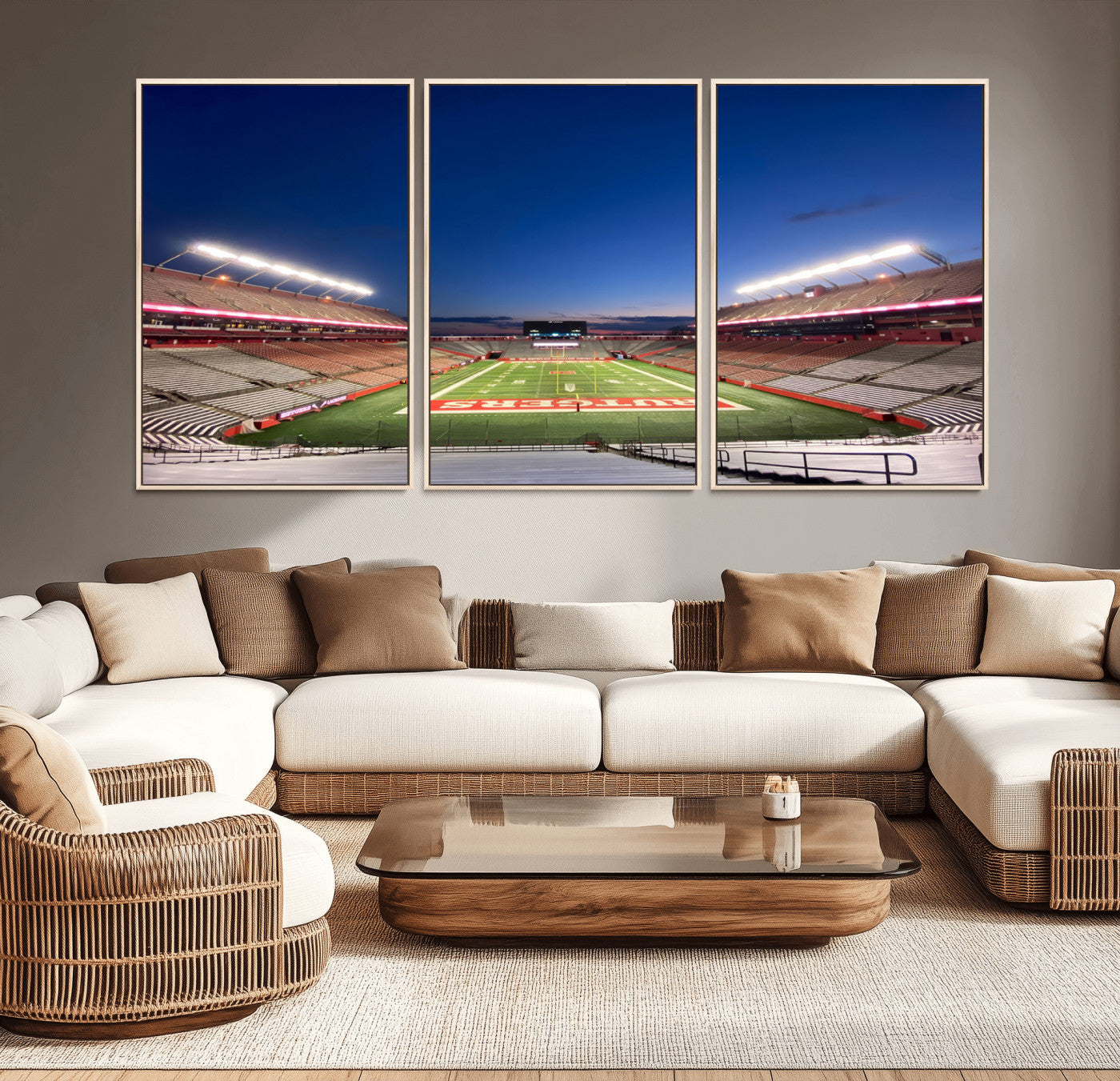 15051-MGV-CV-36X24-Rutgers Scarlet Knights Football Team Print - Piscataway SHI Stadium Wall Art Canvas Print
