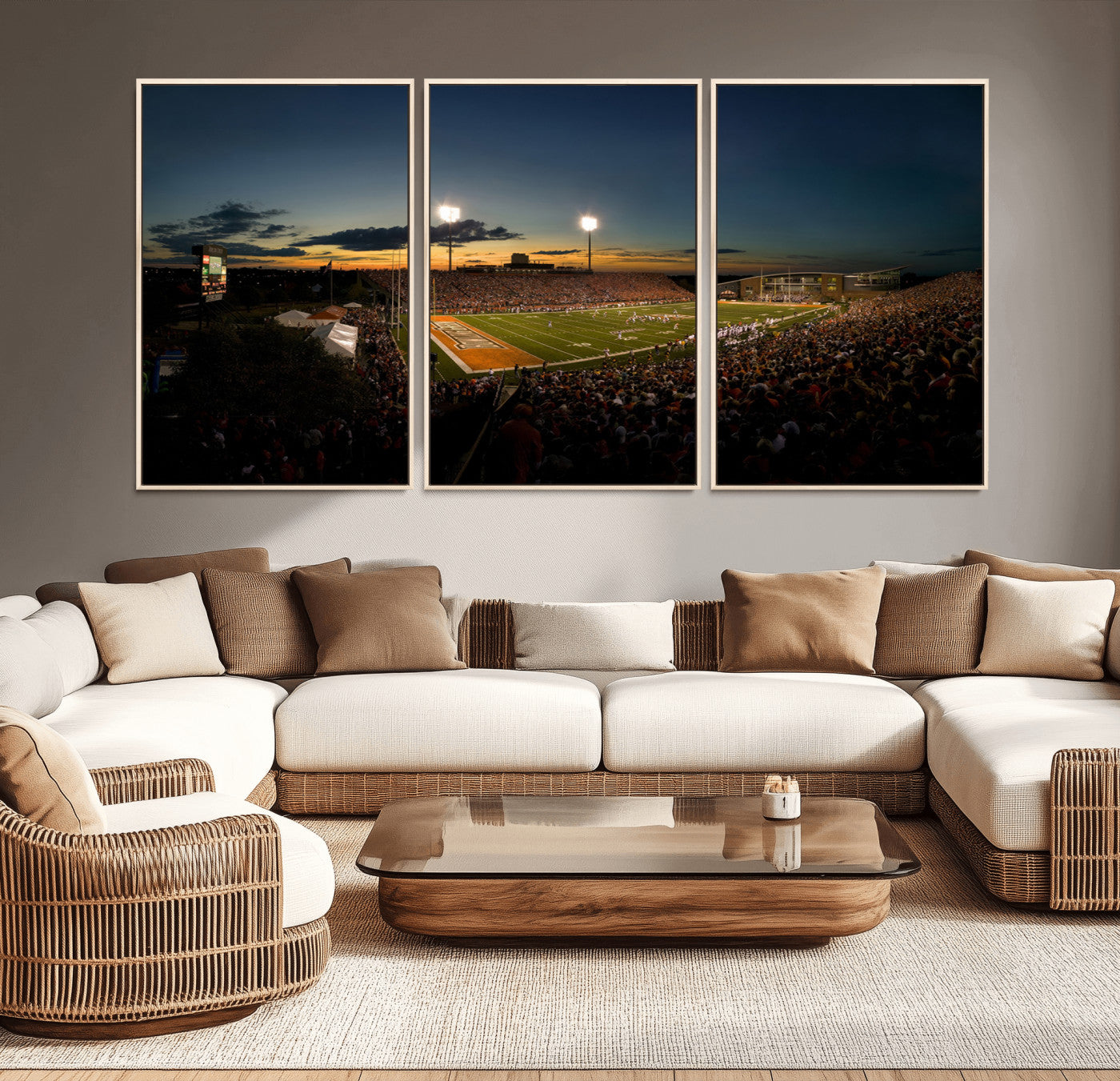 MGV-FC-60X30-3P - Ball State Cardinals Football Team Print - Muncie Scheumann Stadium Wall Art Canvas Print