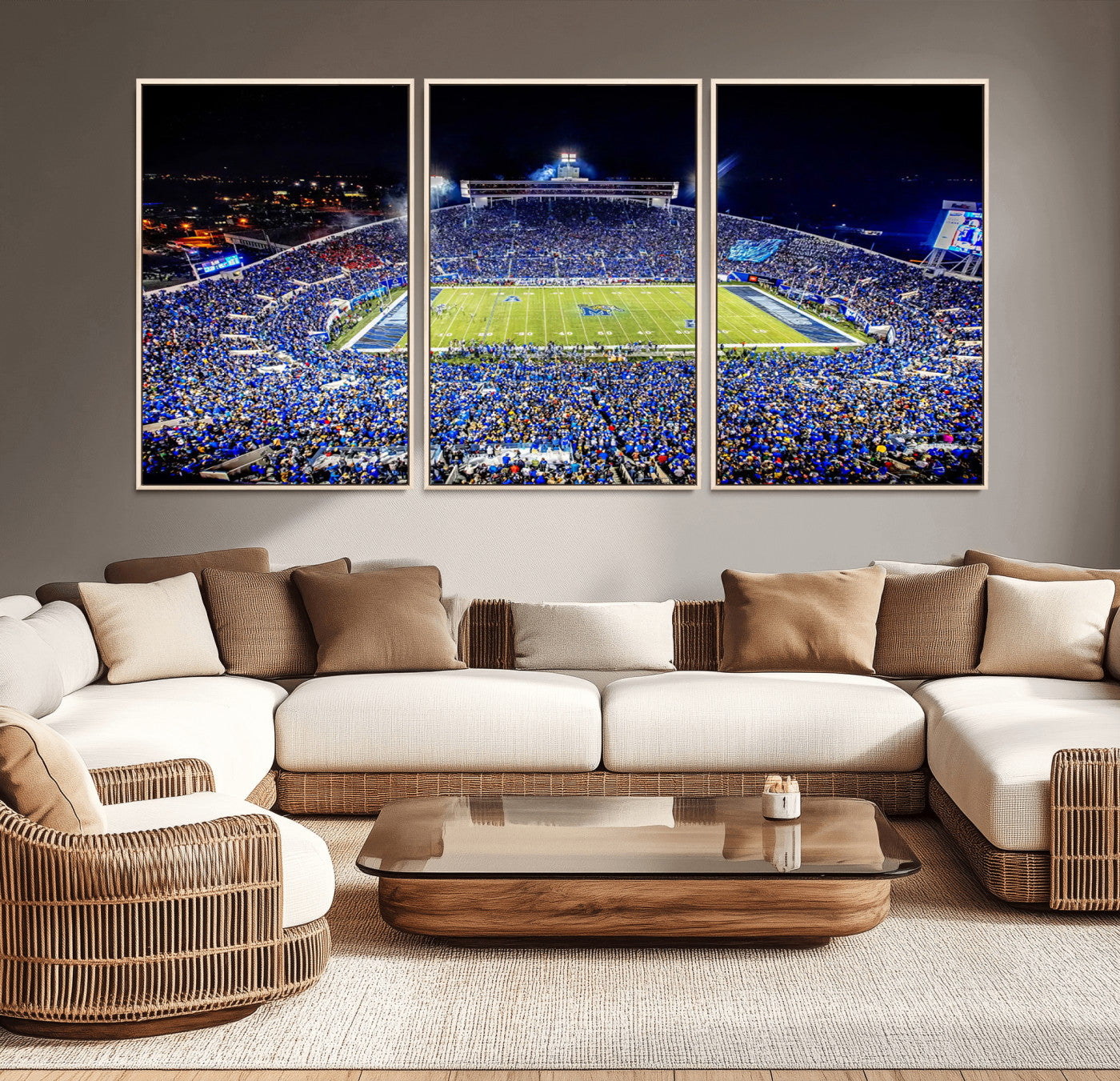 MGV-FC-60X30-3P - University of Memphis Tigers Football Team Print - Memphis Simmons Bank Liberty Stadium Wall Art