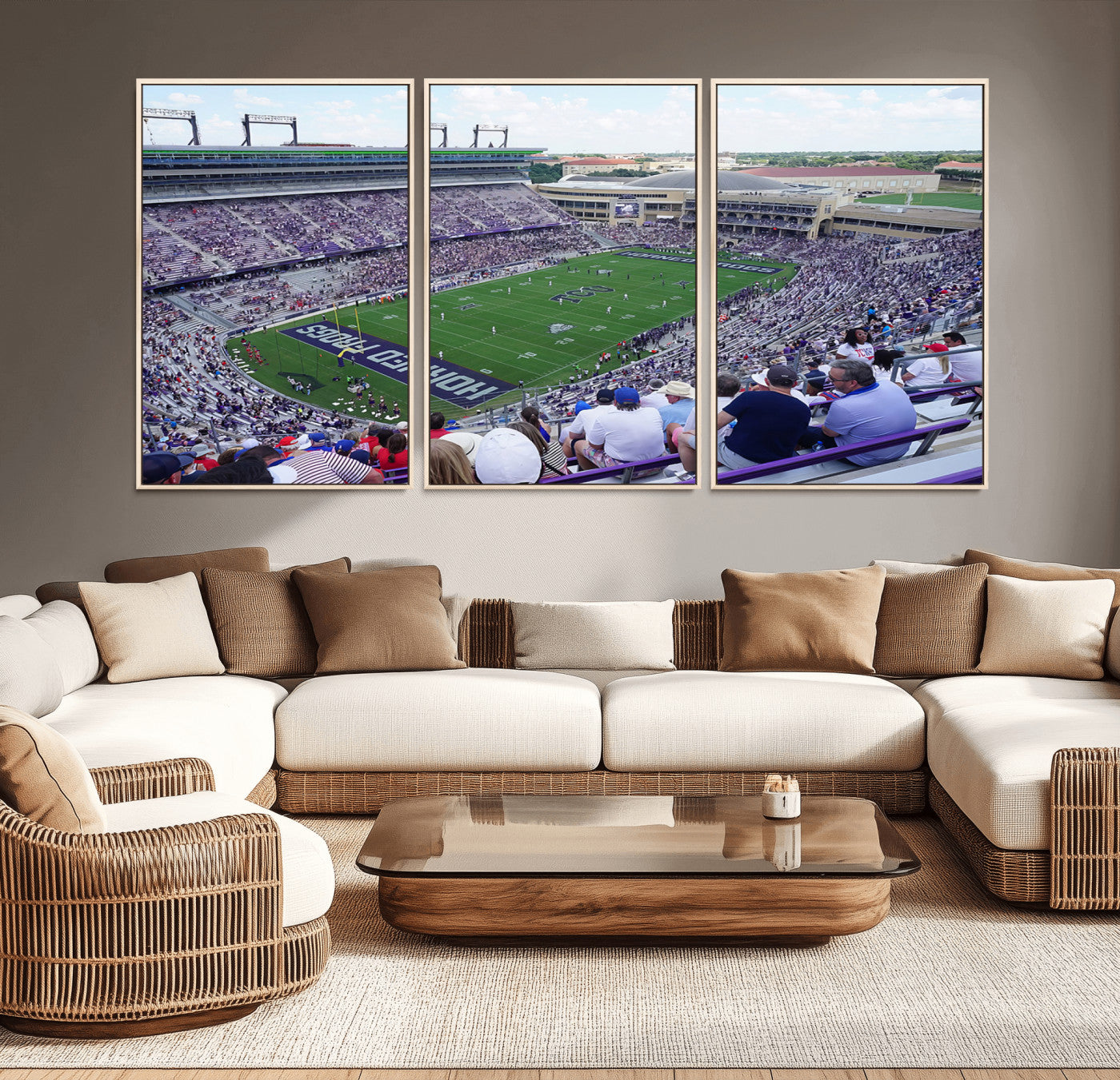 95139-MGV-CV-36X24-The Texas Christian University TCU Horned Frogs Football Team Print - Fort Worth Amon G. Carter