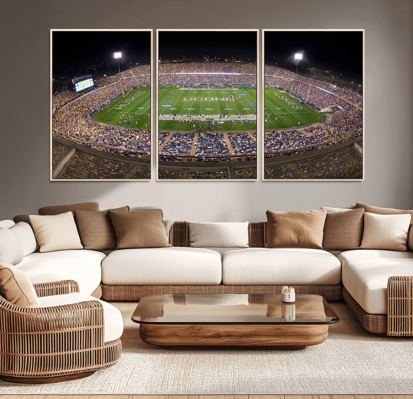 52855-MGV-FC-60X30-3P_Natural-The University of Connecticut UCONN Huskies Football Team Print - East Hartford Pratt & Whitney