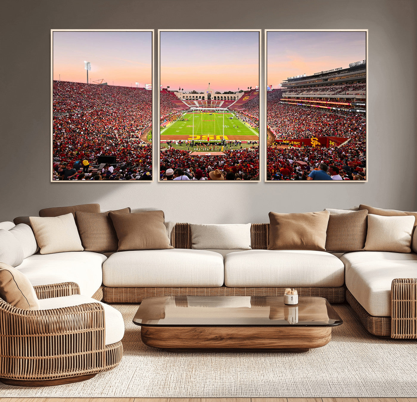 39904-MGV-CV-36X24-The University of Southern California USC Trojans Football Team Print - Los Angeles Memorial
