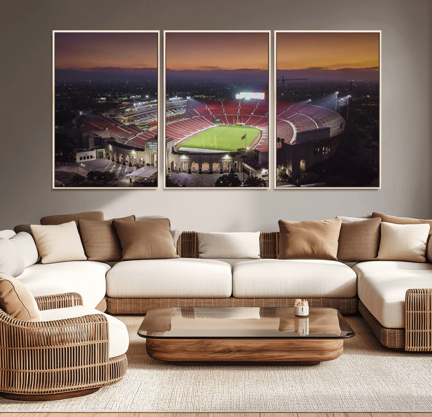 50666-MGV-CV-36X24-The University of Southern California USC Trojans Football Team Print - Los Angeles Memorial