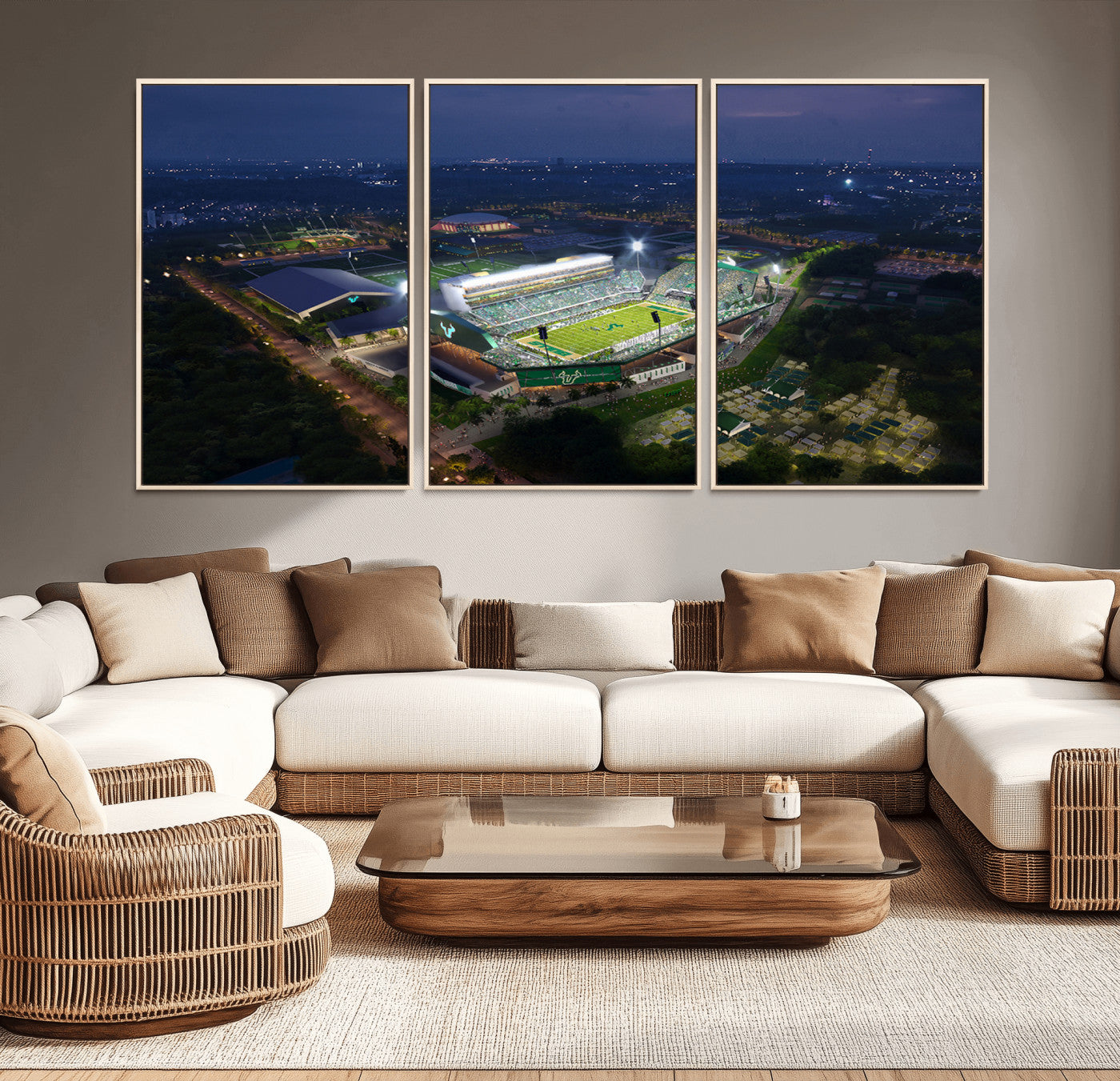 MGV-FC-60X30-3P - The University of South Florida Bulls Football Team Print - Tampa USF Football Stadium Wall Art Canvas Print