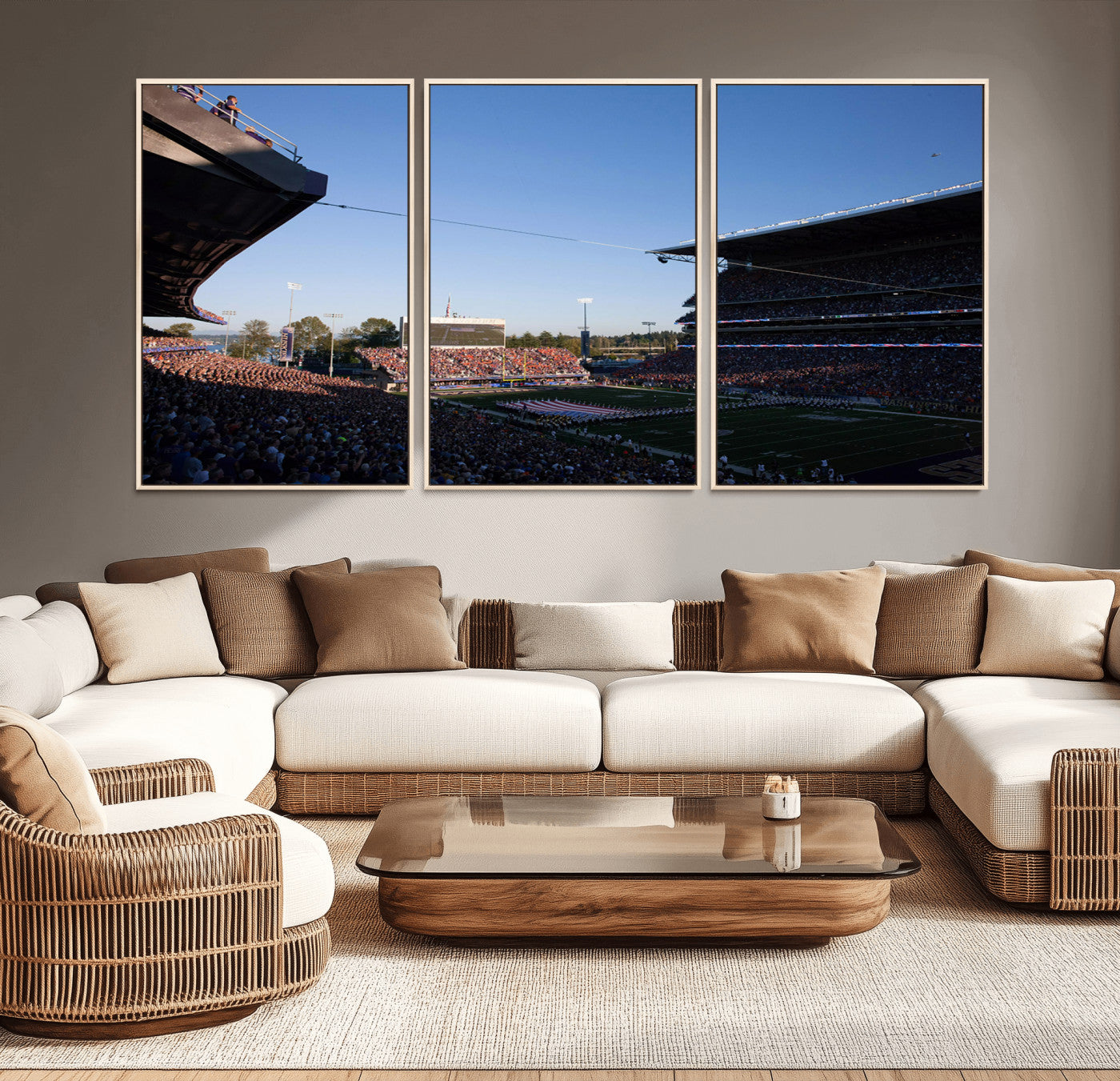 MGV-FC-60X30-3P - The University of Washington Huskies Football Team Print - Seattle Husky Stadium Wall Art Canvas