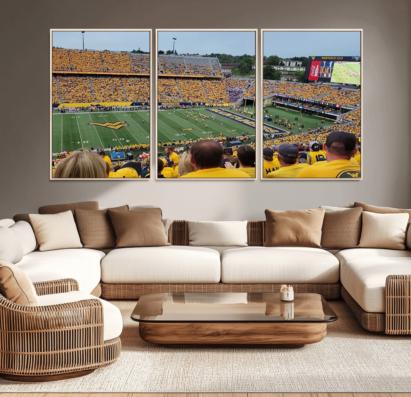 MGV-FC-60X30-3P - Puskar Stadium Canvas Print Wall Art - Morgantown Print - West Virginia University Mountaineers