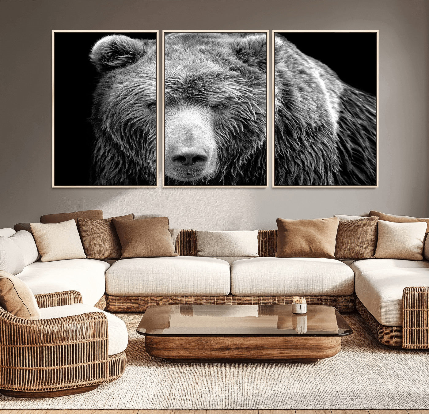70851-MGV-CV-36X24-399 Grizzly Bear Canvas Print | Ready to Hang Wall Art | Rustic Farmhouse & Cabin Decor | Wildlife