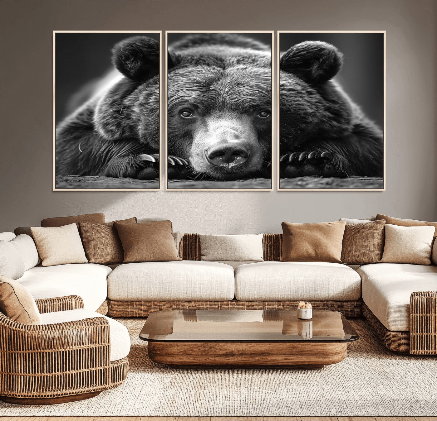 -Resting Grizzly 399 Bear Canvas Print | Ready to Hang Wall Art | Rustic Cabin & Farmhouse Decor |
