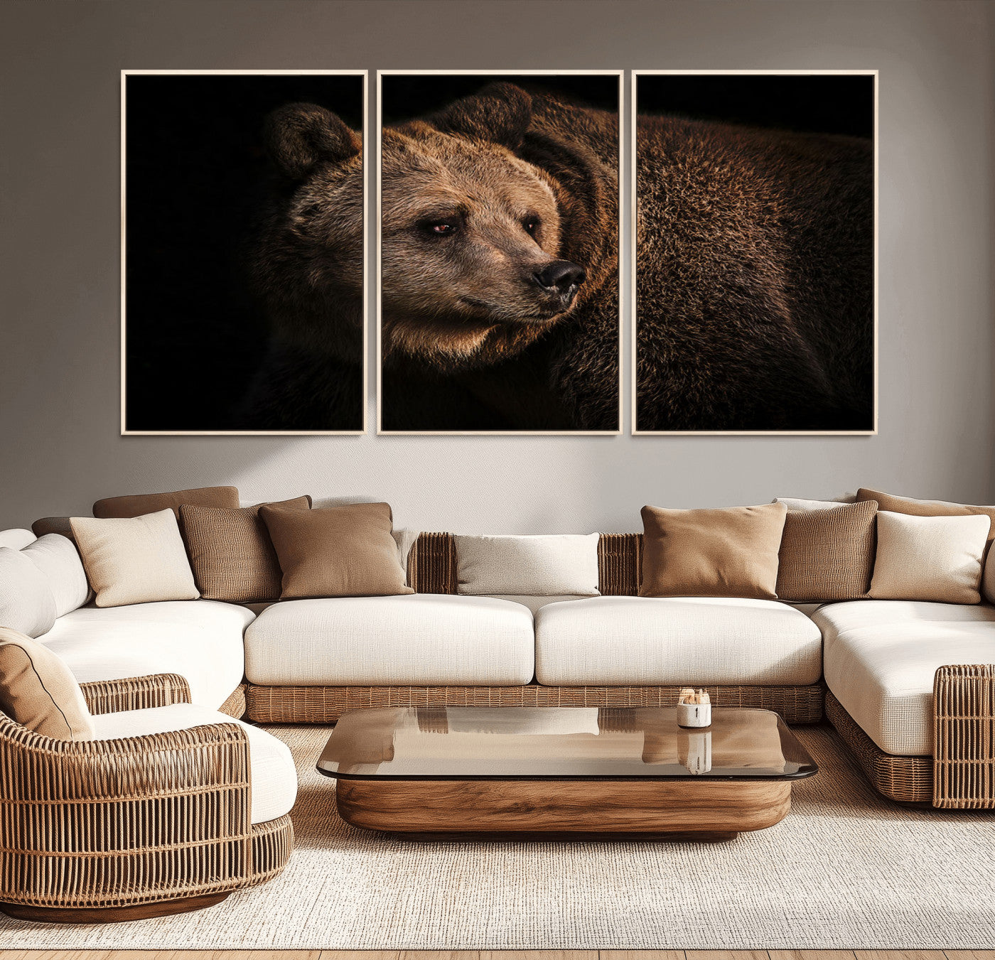 67744-MGV-CV-36X24-Wild Grizzly 399 Bear Canvas Wall Art Print, Bear Animal Canvas Artwork Print, Black Bear Wall Art
