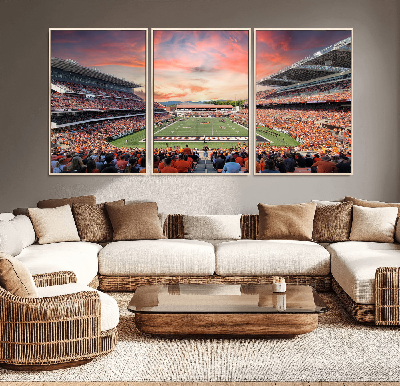 54167-MGV-CV-36X24-Oregon State Beavers Football Team Print - Corvallis Reser Stadium Wall Art Canvas Print