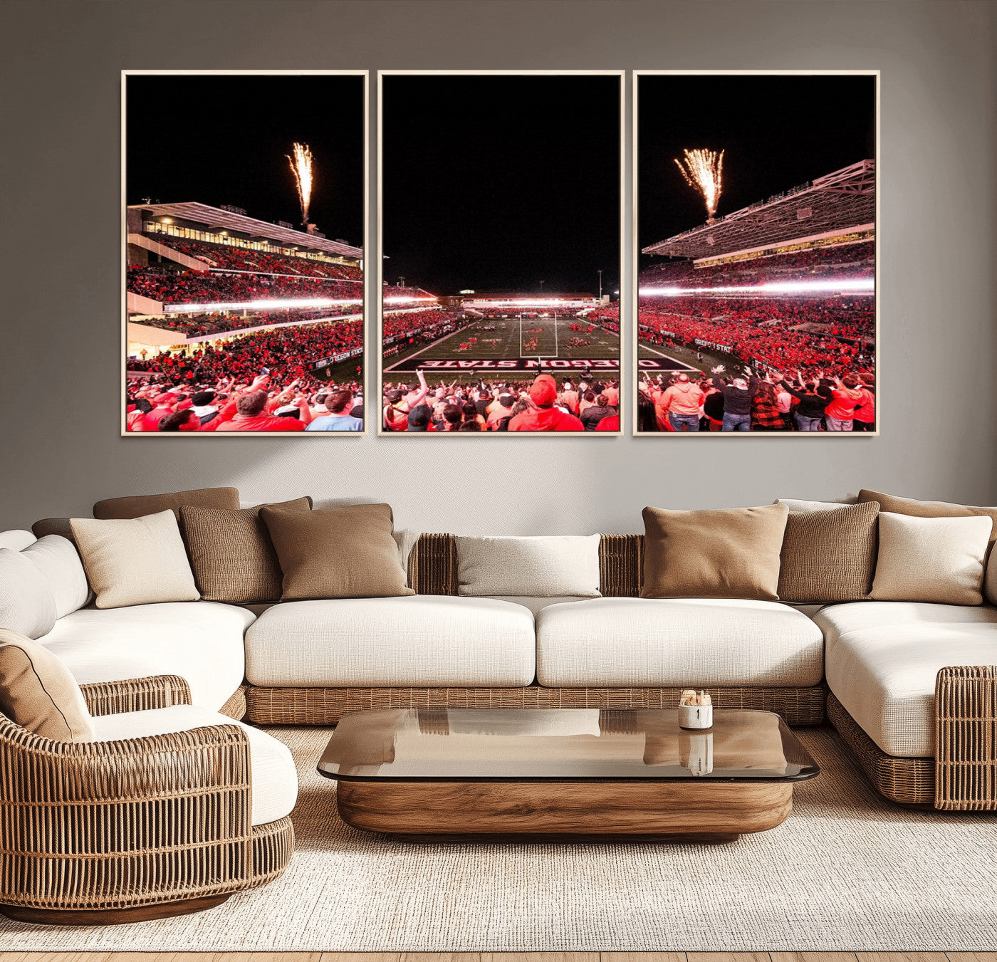 52633-MGV-CV-36X24-Oregon State Beavers Football Team Print - Corvallis Reser Stadium Wall Art Canvas Print