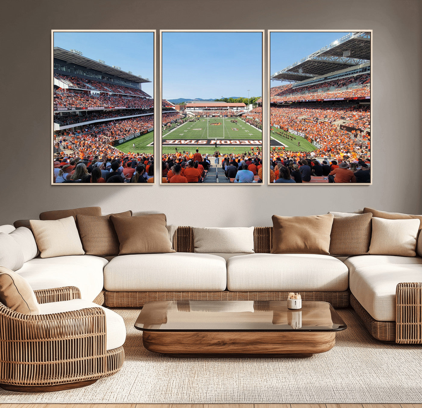 35211-MGV-CV-36X24-Oregon State Beavers Football Team Print - Corvallis Reser Stadium Wall Art Canvas Print