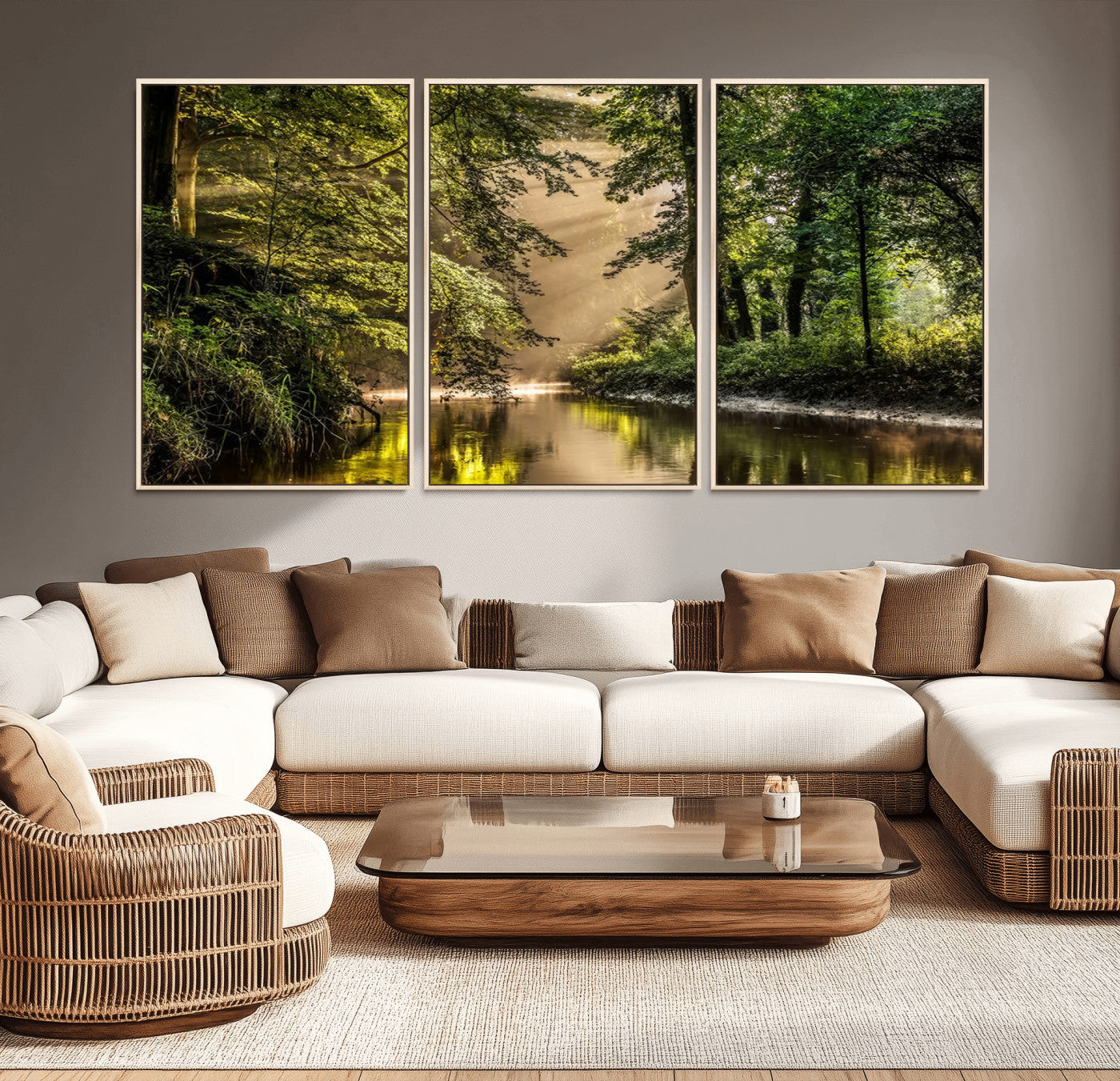 MGV-FC-60X30-3P - Forest Wall Art Print | River Landscape Wall Art | Perfect for Farmhouse Wall Decor, Cabin Wall Art