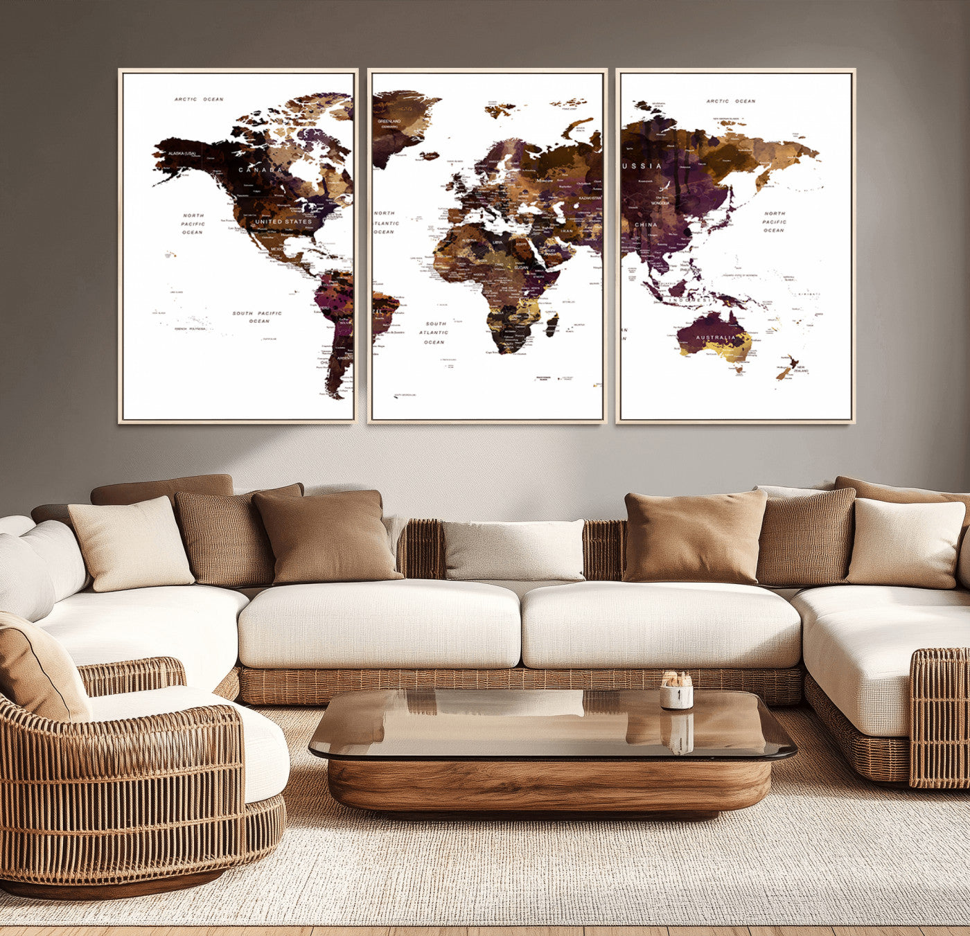 50611-MGV-CV-36X24-Push Pin World Map Canvas Print – Travel Tracker Wall Art for Couples, Perfect Anniversary Gift for Home or Office Decor